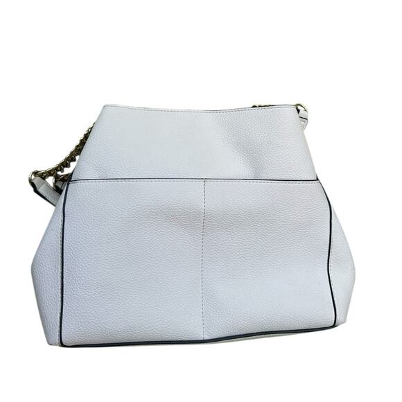 Karl Lagerfeld Cream & Gold Shoulder Bag Agyness Design Triple Compartment EUC - Picture 14 of 15